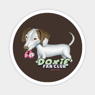 Cute doxie dog with chew toy in Mouth Magnet